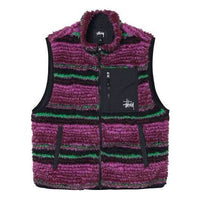 Stussy Striped Sherpa Vest 'Grape' 118468