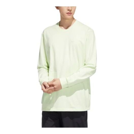 Men's adidas Solid Color Logo Casual Sports Long Sleeves Acid Green T-Shirt HM8011