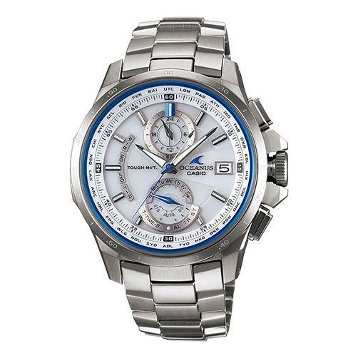 CASIO Stainless Steel Strap Mens WhiteBlue Analog OCW-T1000-7A