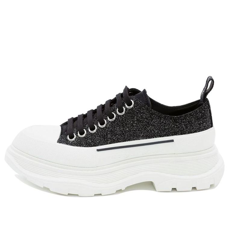 (WMNS) Alexander McQueen Tread Slick Lace Up Low 'Galaxy Black' 633902WHW571027