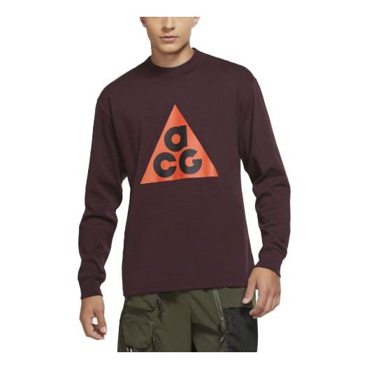 Men's Nike ACG Round Neck Long Sleeves Red T-Shirt DC4080-643