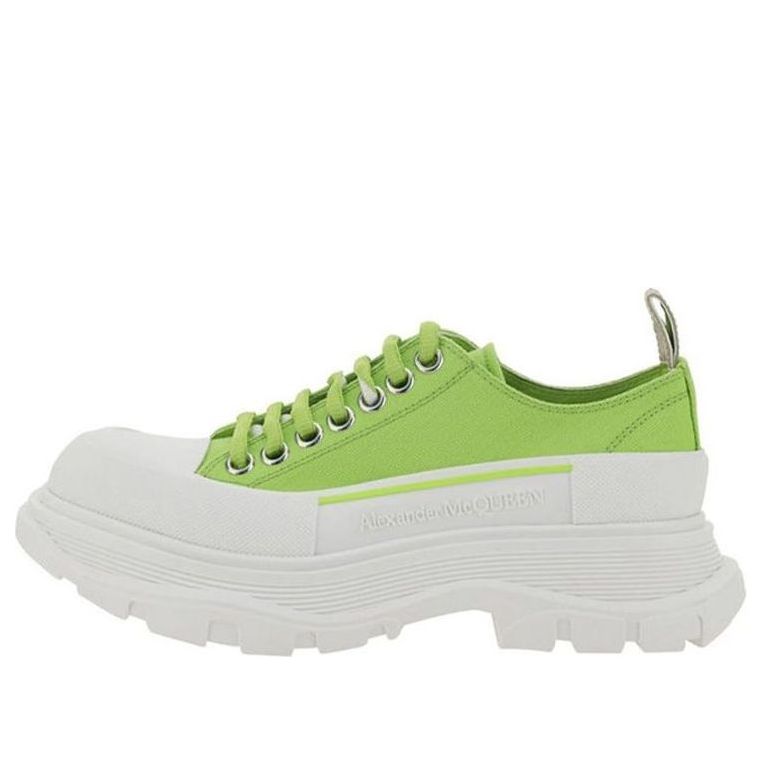 (WMNS) Alexander McQueen Tread Slick Low Lace Up 'Lime Green White' 611705W4MV23514