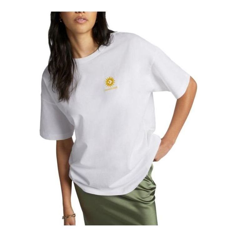 (WMNS) Converse Oversized Floral Graphic Crew T-Shirt 'White' 10025213-A01
