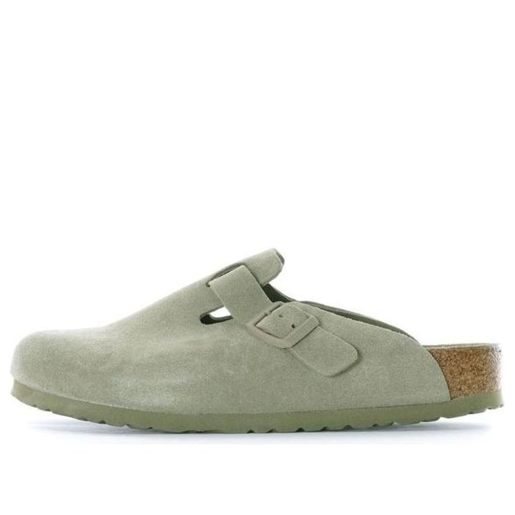 Birkenstock Boston Soft Footbed Suede Leather Sandals 'Faded Khaki' 1019054