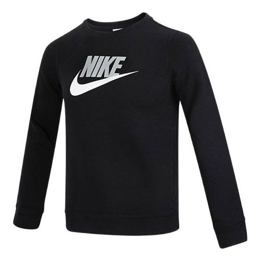 (GS) Nike Logo Printing Athleisure Casual Sports Round Neck Pullover Boy Black CV9297-011