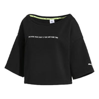 (WMNS) PUMA Printing Round-neck Sweatshirt Black 579782-03