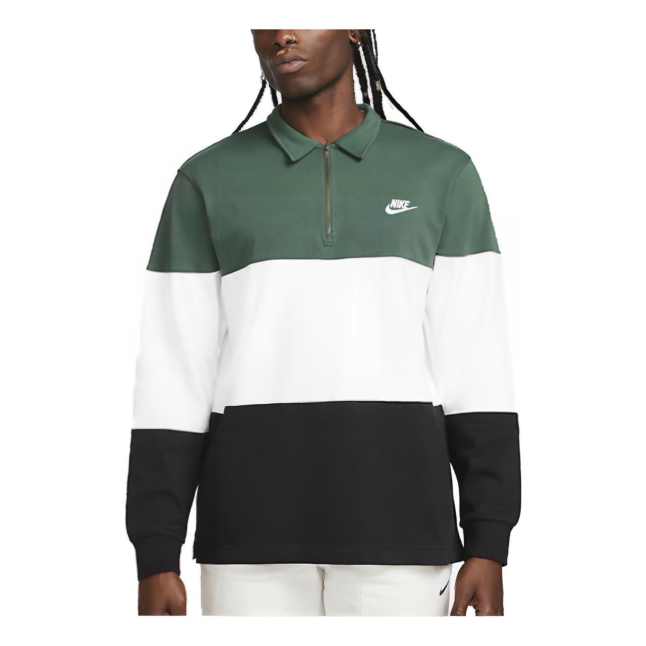 Nike Club Long-Sleeve Top 'Green White Black' FB7798-323