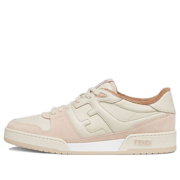 حذاء FENDI Match منخفض الرقبة من جلد الغزال باللون الوردي والبيج 7E1493AHH2F1FHT
