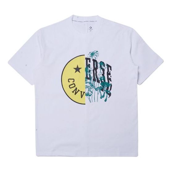Men's Converse Smiling Face Printing Breathable Short Sleeve White 10018841-A03