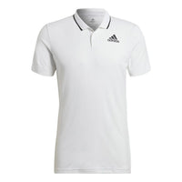 adidas Gameset Solid Color Logo Micro Mark Tennis Sports Short Sleeve Polo Shirt White HB9135