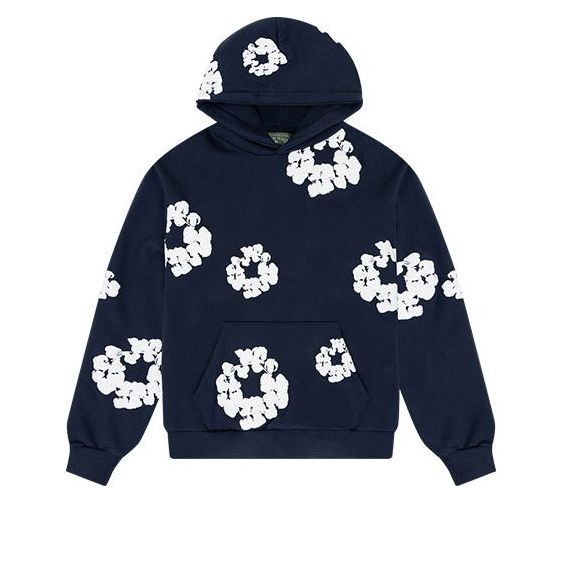Denim Tears Cotton Wreath Logo Hoodie 'Navy White' 301-080-30