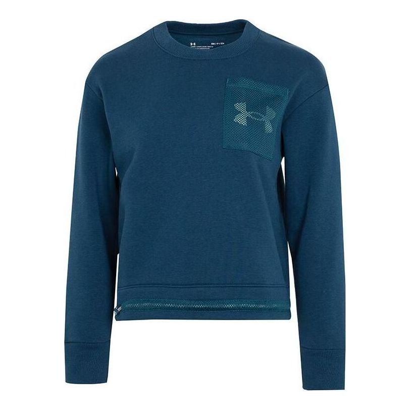 (WMNS) Under Armour Rival Fleece Mesh Crew Sweatshirt 'Blue' 1365847-413