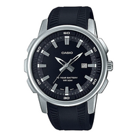 Casio Dress Classic Analog Watch 'Metallic Silver Black' MTP-E195-1AV