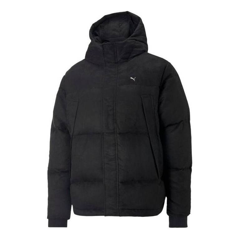 PUMA Logo MMQ Faux Leather Down Jacket 'Black' 535786-01