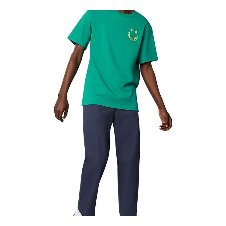 Men's Converse Smiling Face Pattern Sports Short Sleeve Green 10018859-321