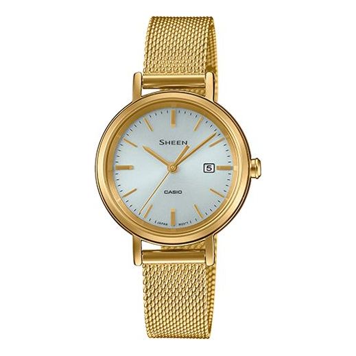 CASIO SHEEN Waterproof Quartz Sapphire Crystal Solar Powered Silver DialGold Strap SilverGold Analog SHS-D300GM-7A