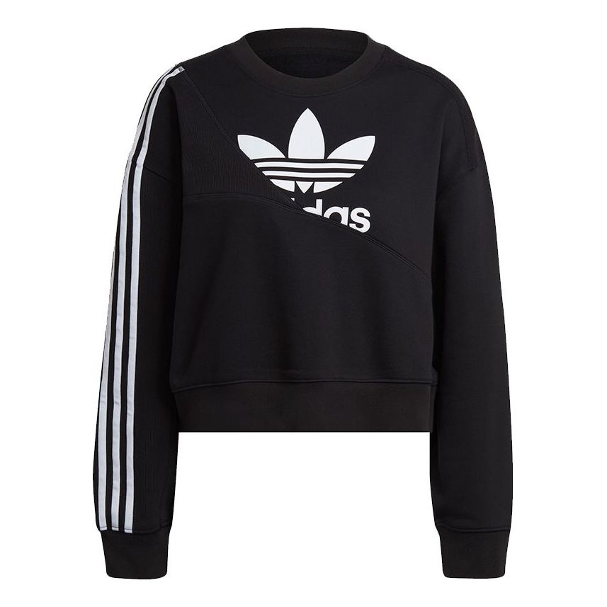 (WMNS) adidas Originals Splicing Logo Sweatshirt 'Black' HC4622
