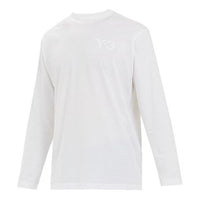 Men's Y-3 Round Neck Pullover Logo Long Sleeves White T-Shirt FN3362