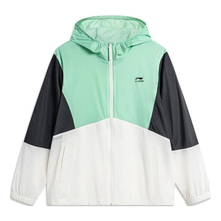 Li-Ning Color Block Windbreaker 'Mint Green White Black' AFDU363-4