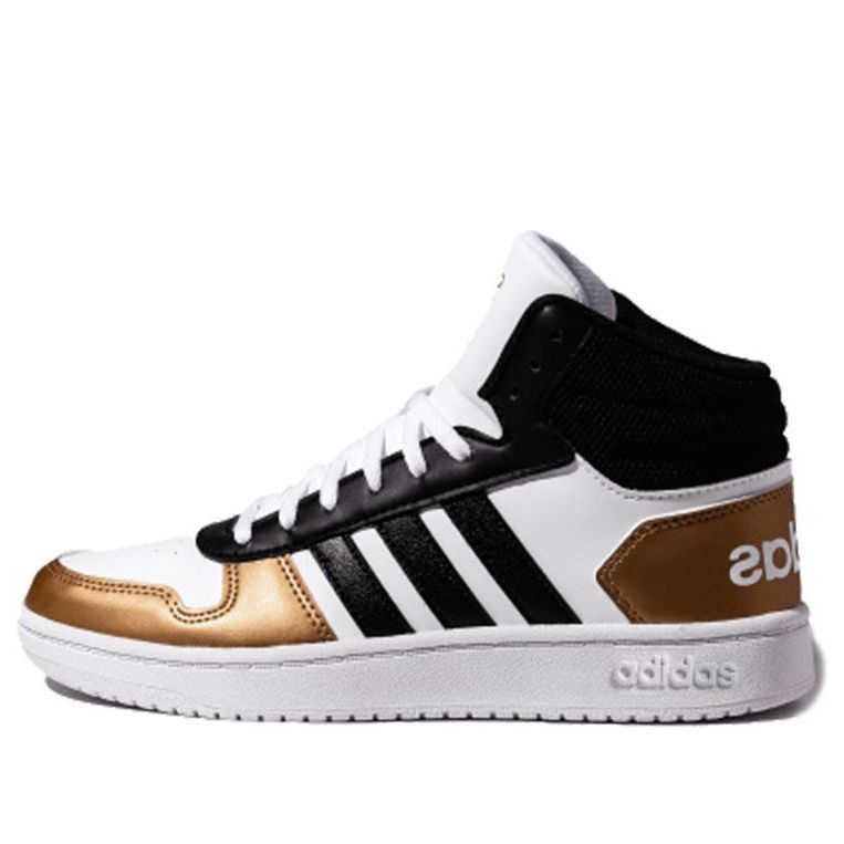 (WMNS) adidas Hoops 2.0 Mid 'Black White Gold' FW6158