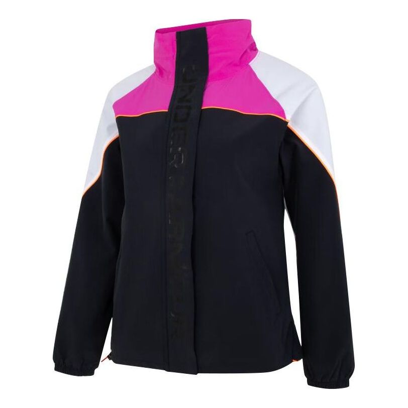 (WMNS) Under Armour Fitness Training Woven Jacket 'Black White Pink' 1368728-001