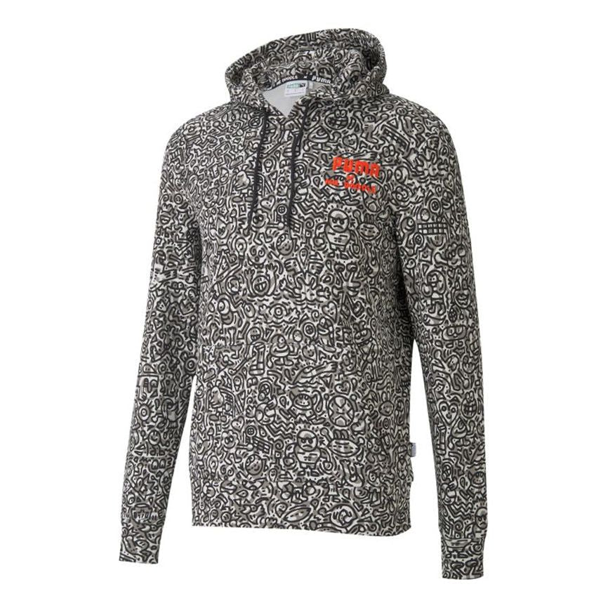 PUMA x Mr Doodle Crossover Drawstring hooded Knit Casual Sports Black 598680-01
