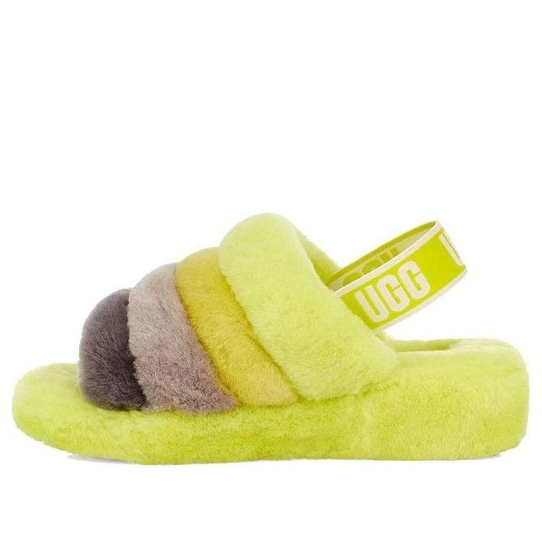 (WMNS) UGG Fluff Yeah Slide Thick Sole Shoe Yellow Gray 1095119-SLML