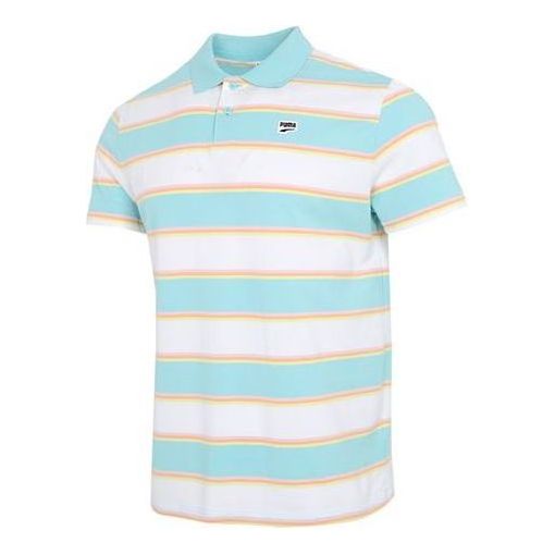 PUMA Downtown Stripe Polo Tee Shirt 'White' 599781-52