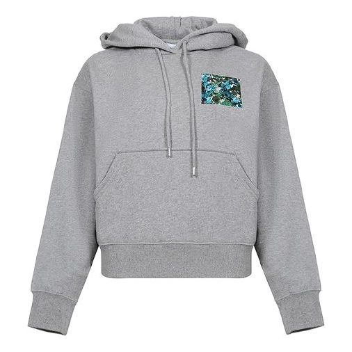 (WMNS) KENZO SS21 Pattern Long Sleeves Fleece Lined Hoodie Gray FA62SW7774MO-94