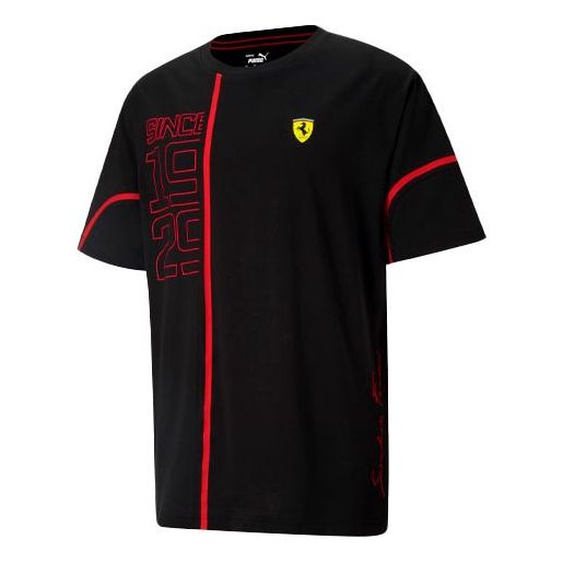 PUMA Ferrari Series Numeric Printing Casual Sports Round Neck Short Sleeve Black 599809-01
