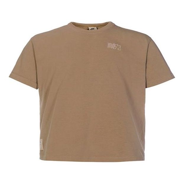 Men's Nike NAI-KE Cha Nai-Ke Cha Series Solid Color Sports Round Neck Short Sleeve Khaki T-Shirt DV5253-297