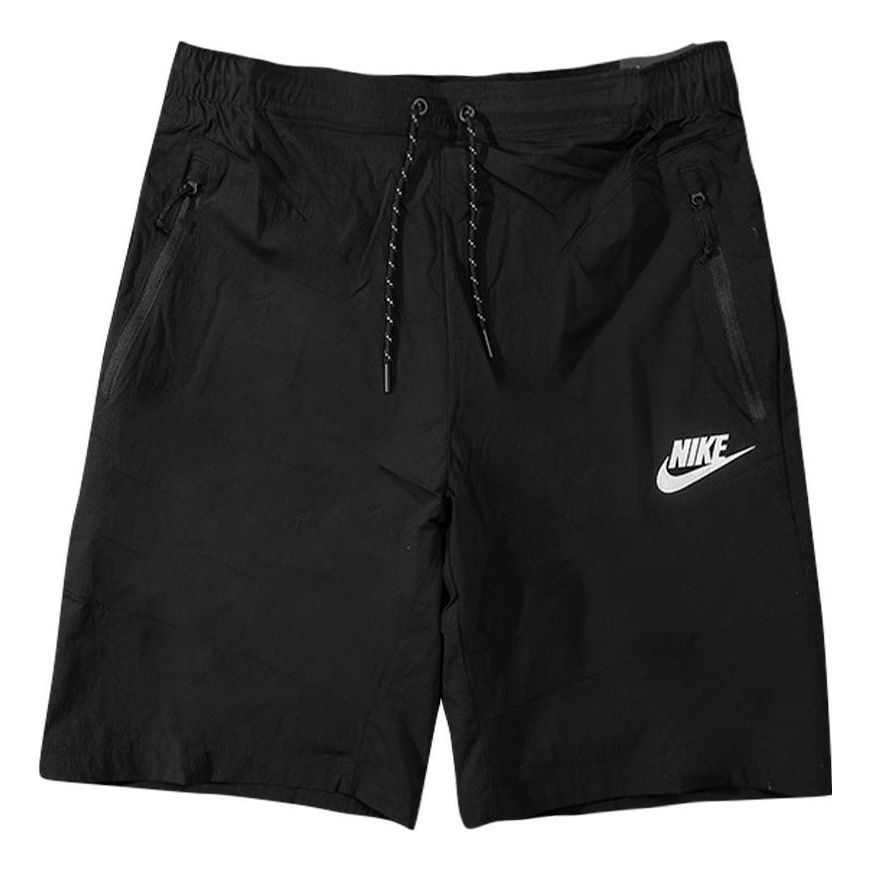 Men's Nike Solid Color Logo Printing Lacing Shorts Black 886805-010