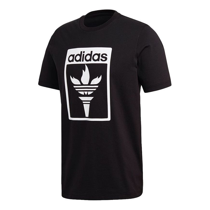 adidas originals Tee 1 Logo Printing Round Neck Short Sleeve Black GK5909