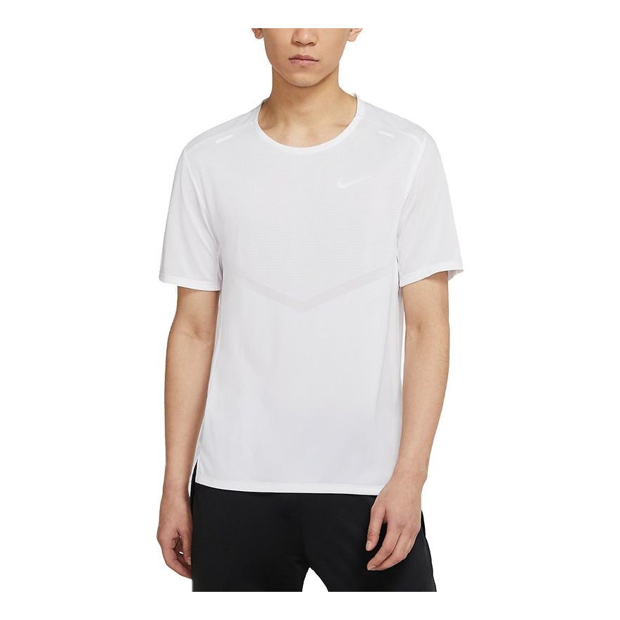 Nike Dri-fit Rise 365 Causual Sports Ventilate Round Collar T-Shirt Men's White CZ9185-100