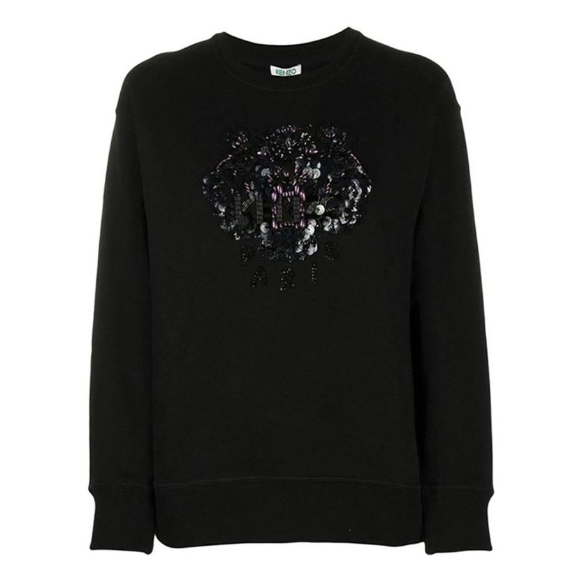 (WMNS) KENZO Tiger Head Sports Pure Cotton Hoodie Black FA52SW9014XN-99