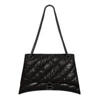 (WMNS) Balenciaga Crush Medium Chain Bag Quilted 'Black' 716393210IY1000