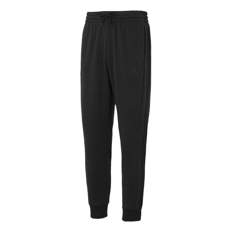 adidas Essentials Fleece 3-Stripes Tapered Cuff Pants 'Black' IJ8885