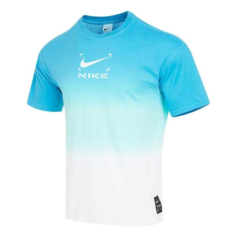 Nike Just Do It DRI-FIT Gradient Rendering T-Shirt 'Blue Green White' FN0320-134
