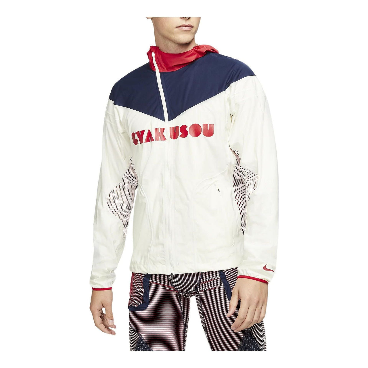 Men's Nike x Gyakusou Crossover Splicing Colorblock Alphabet Zipper Hooded Jacket White CU1580-133