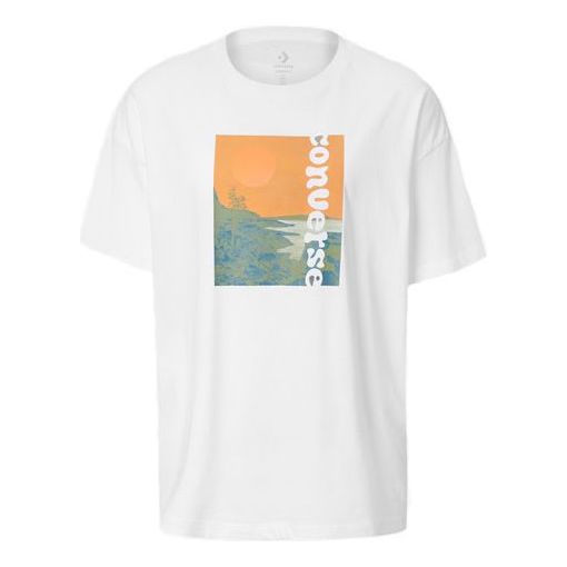 (WMNS) Converse landscape Alphabet Printing Short Sleeve White 10019568-102