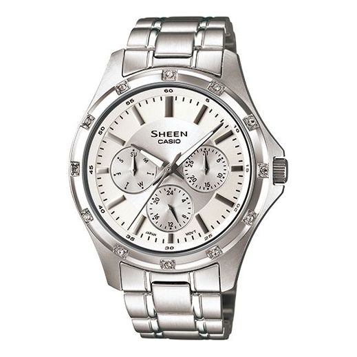 CASIO Waterproof Sports SHEEN Silver Analog SHE-3801D-7A