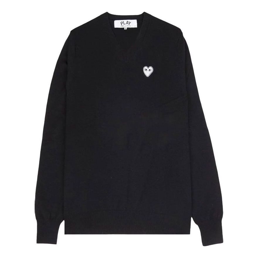 COMME des GARCONS PLAY V-Neck Pullover White Emblem 'Black' AZ-N060-051-1