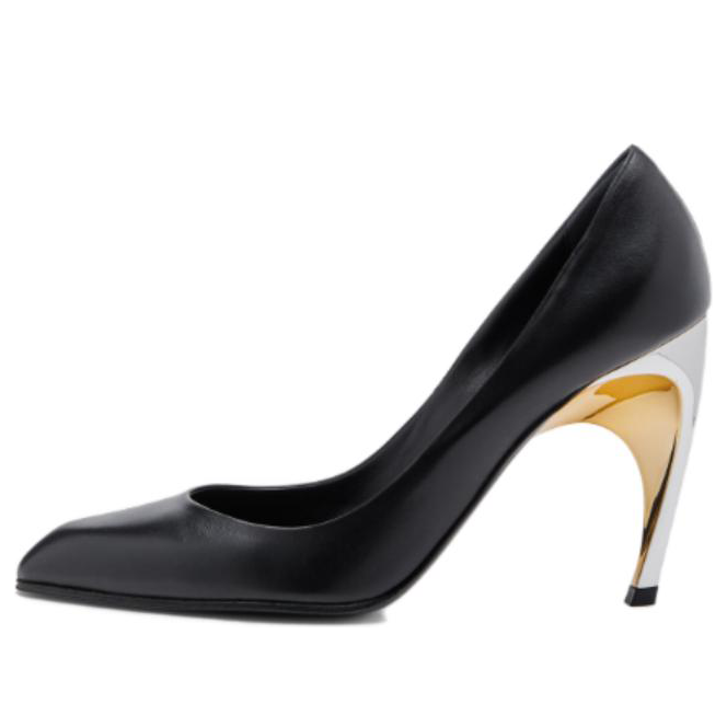 (WMNS) Alexander McQueen Armadillo Leather Pumps 'Black Silver' 780683WIEX21399