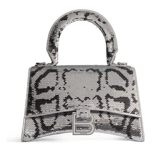 (WMNS) Balenciaga Hourglass Xs Handbag With Chain Embroidery 'Silver' 7204712AARN8110