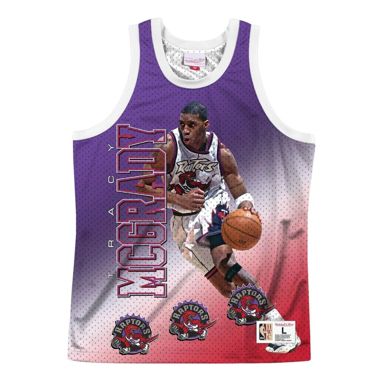 Mitchell & Ness x NBA Toronto Raptors Behind The Back Jersey 'Tracy Mcgrady 1' MSTKMI19002-TRAWHITTMC