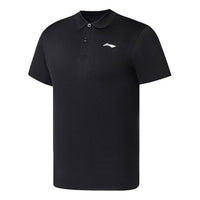 Li-Ning Logo Quick-Drying Training Polo Shirt 'Black' APLS073-1