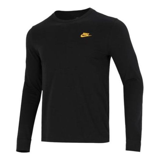Men's Nike Minimalistic Alphabet Logo Athleisure Casual Sports Round Neck Long Sleeves Black T-Shirt DR7822-010
