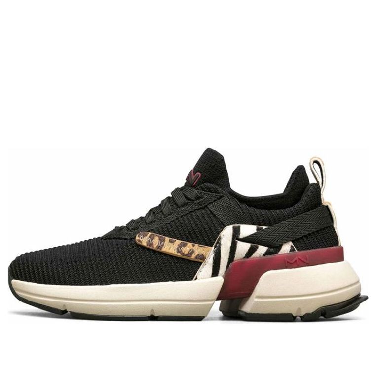 (WMNS) Skechers Split Running Shoes Black/White/Red 133017-BMLT