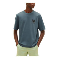 Men's HERMES SS21 Hello Mr Farrier Small Logo Round Neck Cotton Short Sleeve Blue H157830HA0X