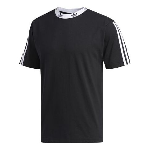 adidas Trefoil Ribbed Tee 'Black White' ED5609